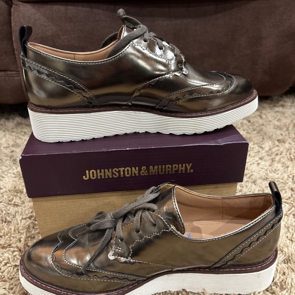 Johnston & Murphy Mitzi Leather Oxfords Bronze Metallic Size 6 - Picture 2 of 14
